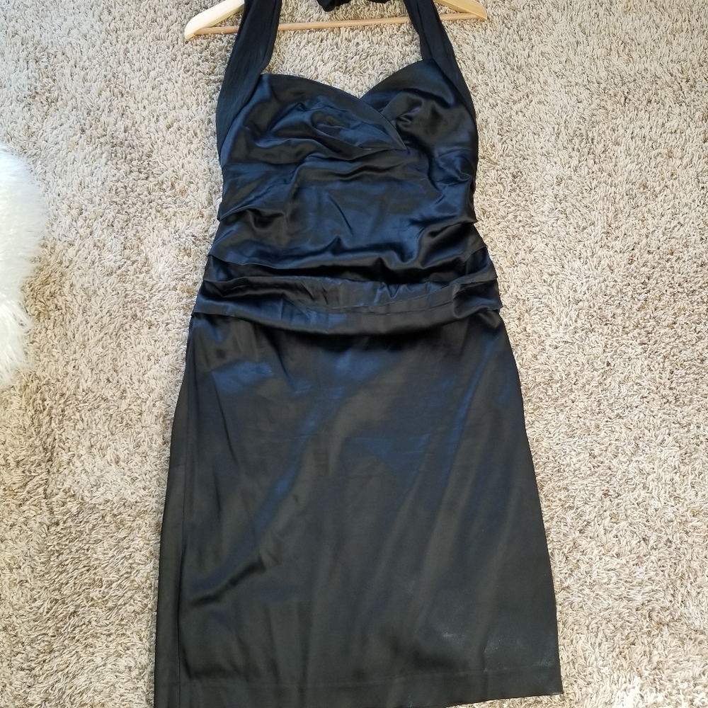 Sexy boutique party dress, black satin